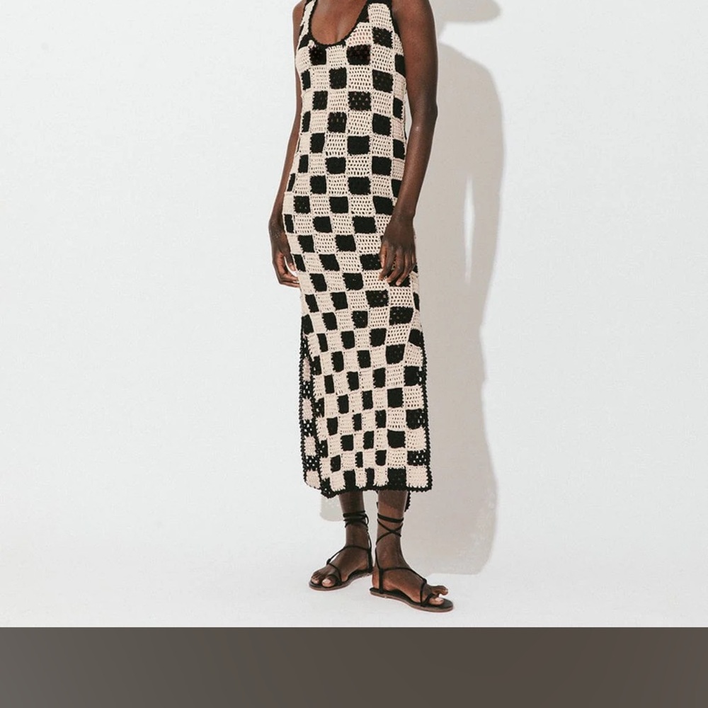 Cleobella Black and Cream Checkered Dress